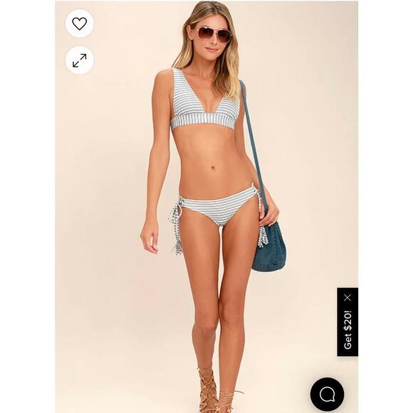 ELLEJAY Puka Black & White Striped String Bikini size s/m - Picture 10 of 13